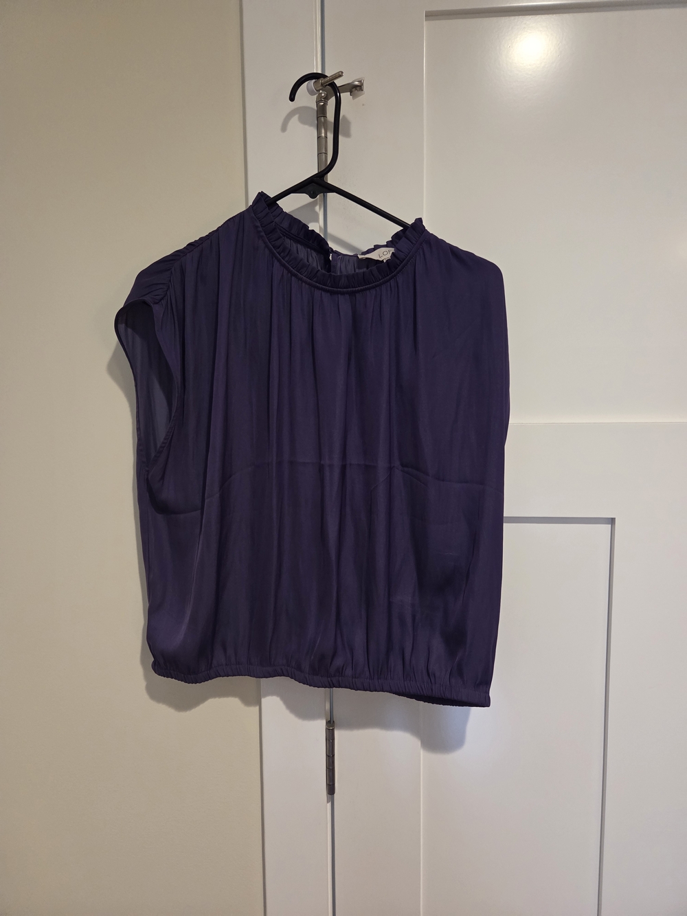 LOFT Sleeveless Ruffled Neck Camisole - Deep Plum